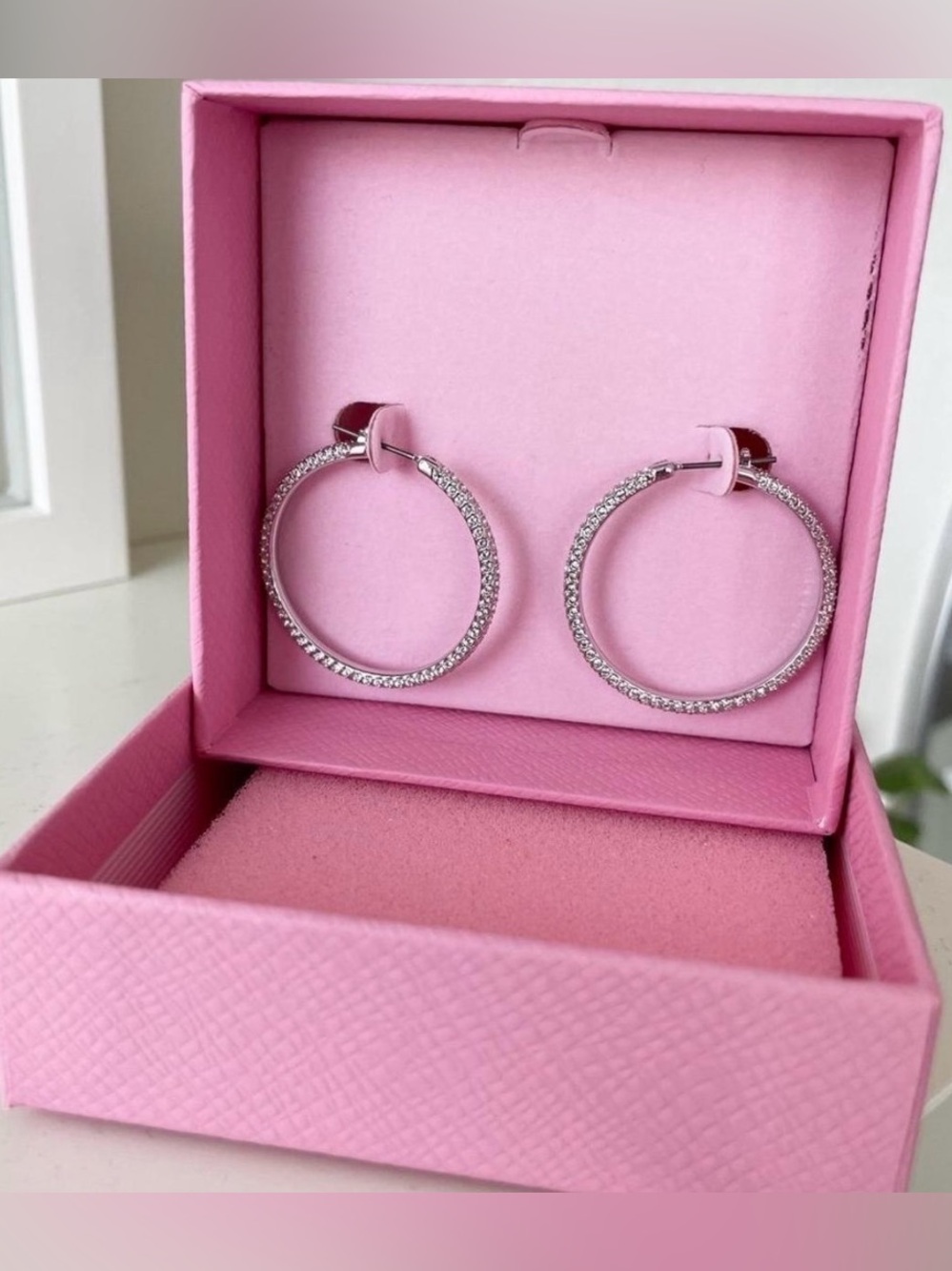 Authentic Swarovski Dextera hoop earrings Pavé, White, 5389432. BRAND NEW.
